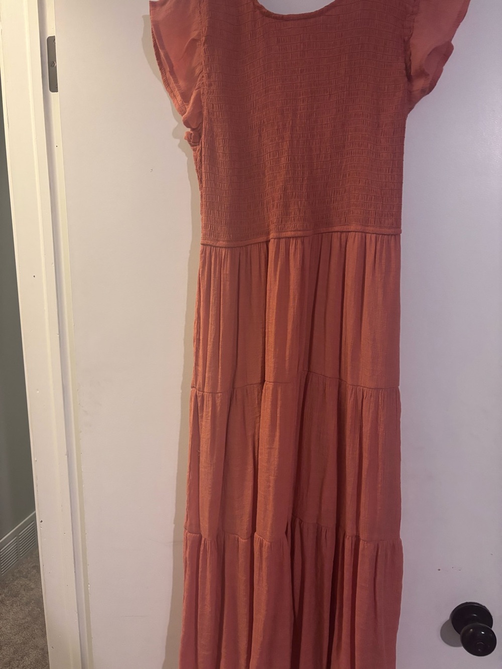 Blu Pepper Rust-Tone Tiered Maxi Dress